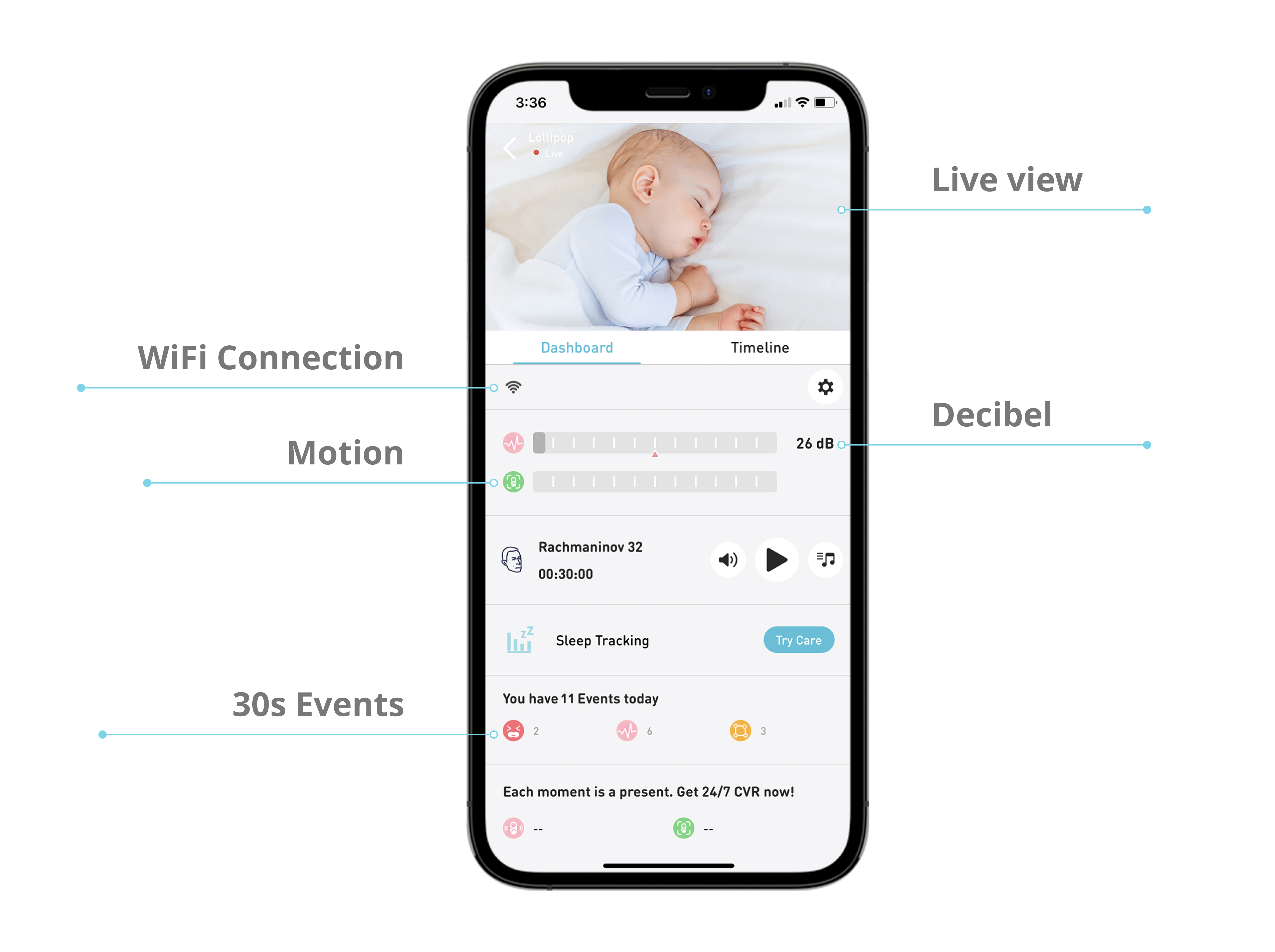 Stay connected with the Lollipop Baby Monitor